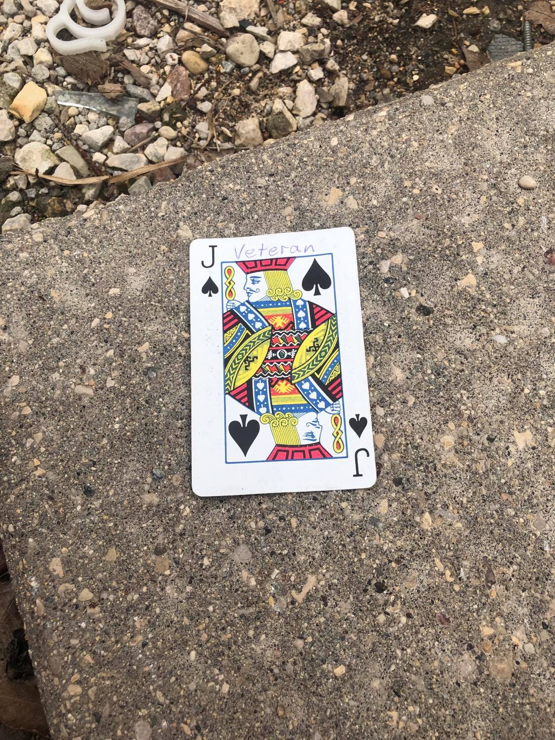The jack of spades, laying on the ground before the creature.