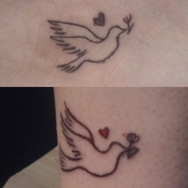 Her and her friend's dove tattoos