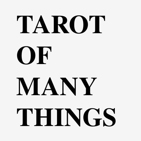 The title for tarot of many things, stark and bold and strong