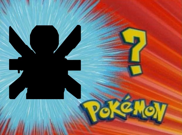 The blue star with a red background meme image from who's that pokemon, with the big orange question mark beside it, and a silhouette of a mysterious six armed creature, who could it be???